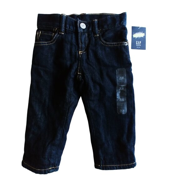 NWT Gap Fleece Lined Denim Defendo Jeans 12-18 Months - Picture 1 of 11